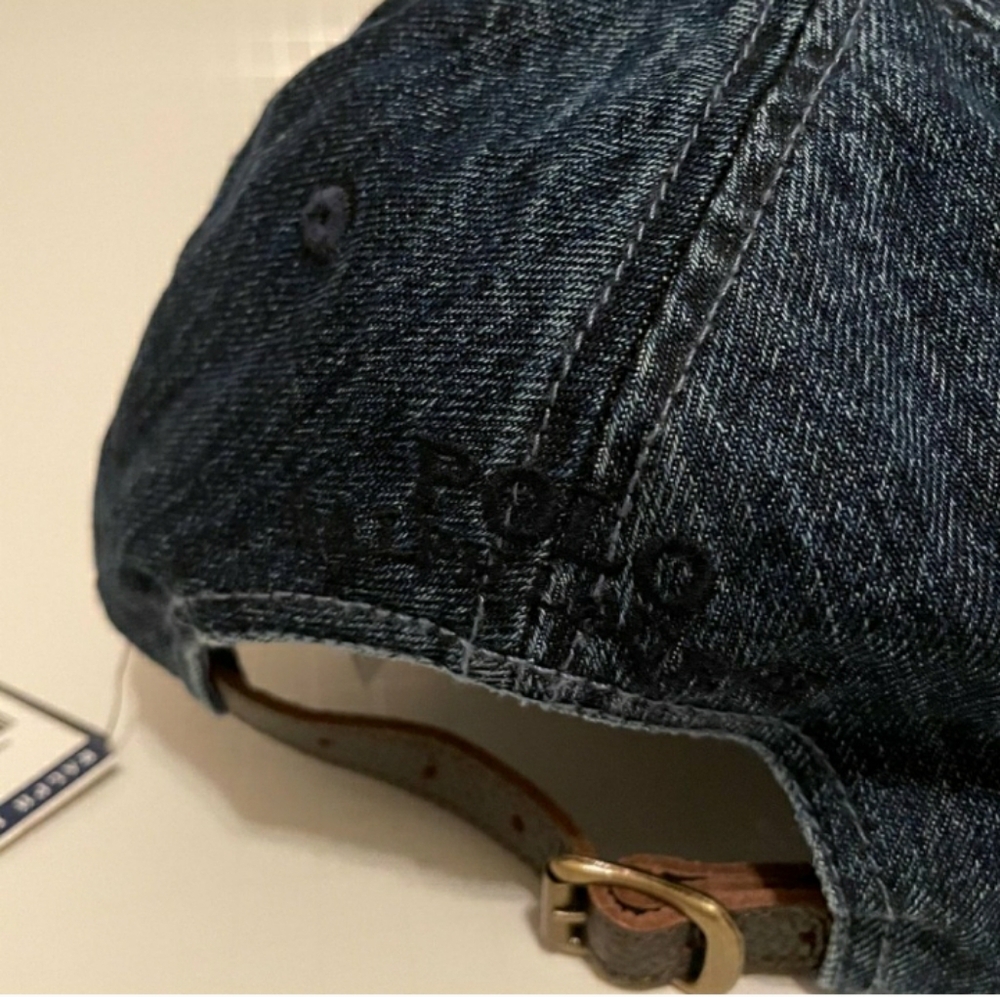 Polo Ralph Lauren POLO BEAR Denim Jeans Cap with Leather strap back - Navy - Picture 5 of 14
